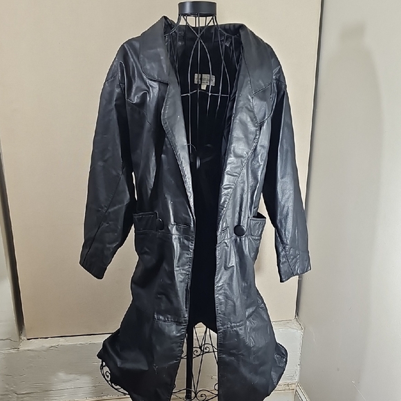 Charles Klein Jackets & Blazers - Stylish Women's Black Leather Coat